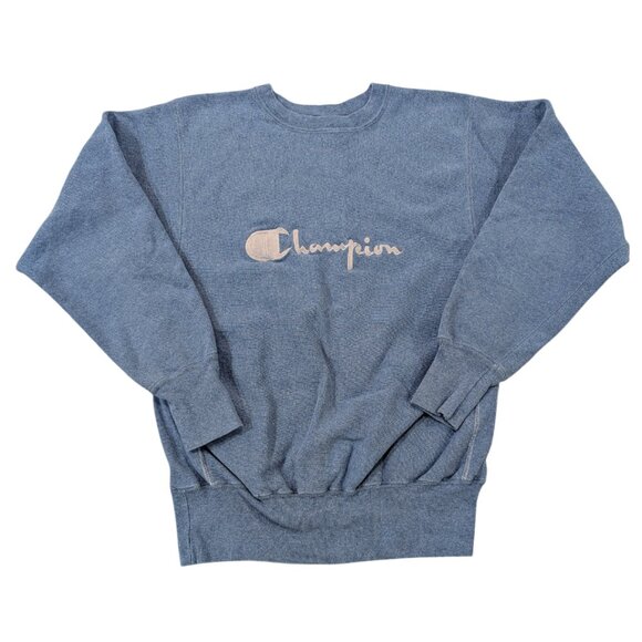 CHAMPION Vintage Sweatshirt L Reverse Weave USA Cotton Crewneck Dusty Blue 90's